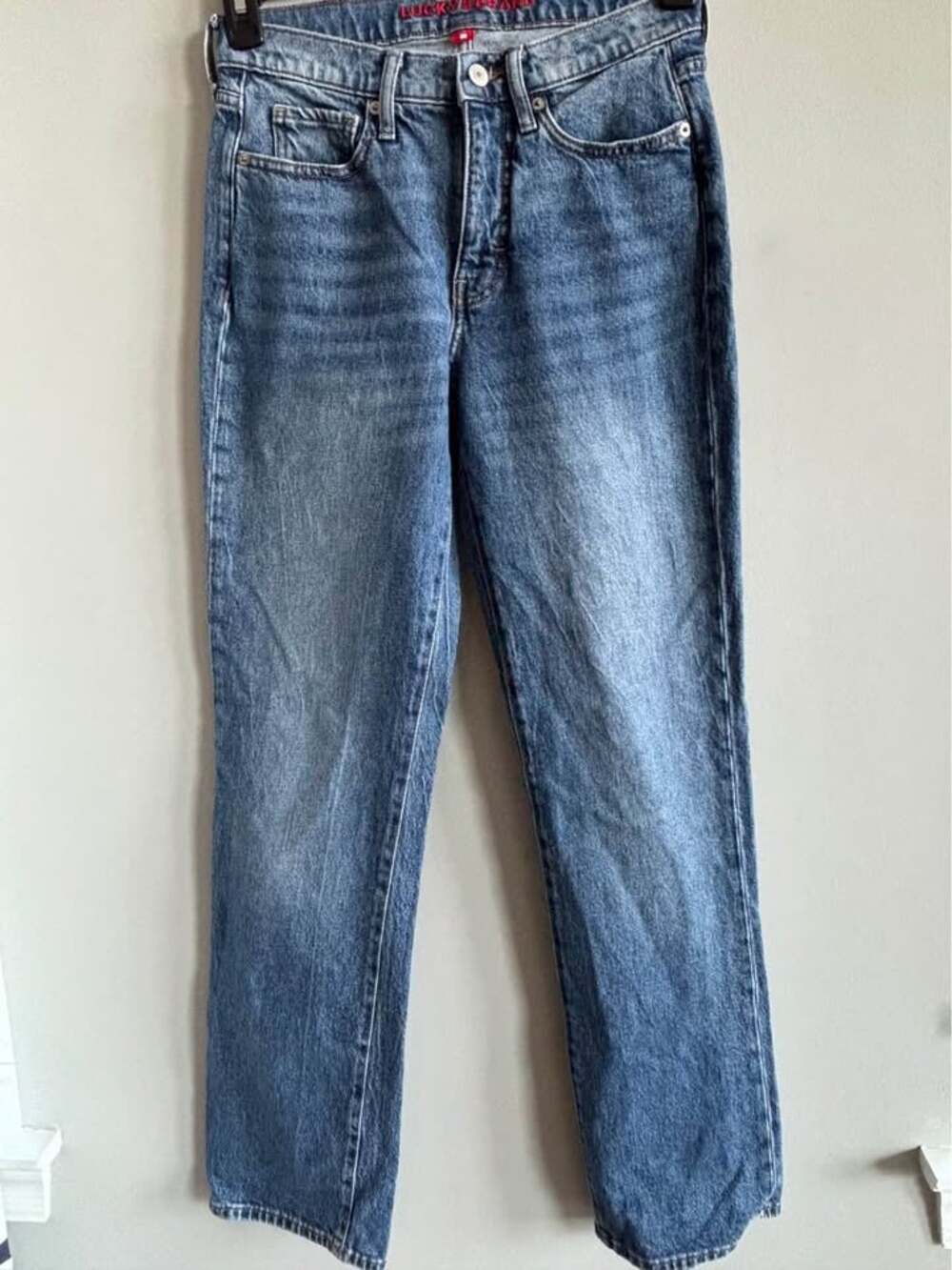 Lucky Brand Zoe High Rise Straight Jeans Medium Wash Blue Denim Women's 2/26 L